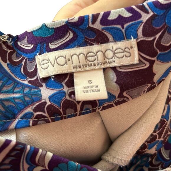 Stunning Eva Mendes Skirt Size 6 Midi Length New York and Company Purple + Blue - Picture 3 of 6